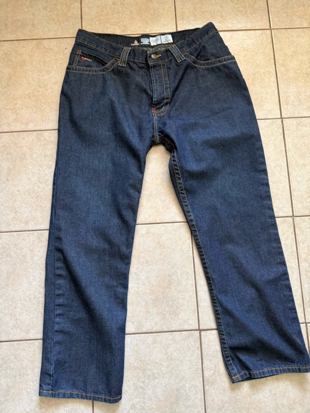 Lapco FR Work Jeans Mens 36x30 Blue Denim Cotton Logo Straight Leg Everyday Wear